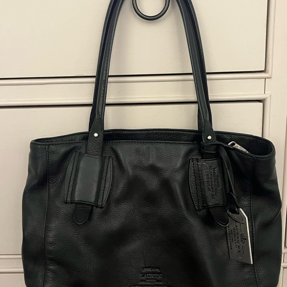 Ralph Lauren soft Black Leather Tote Bag
